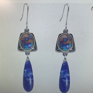 Blue and Brown Dangle Earrings